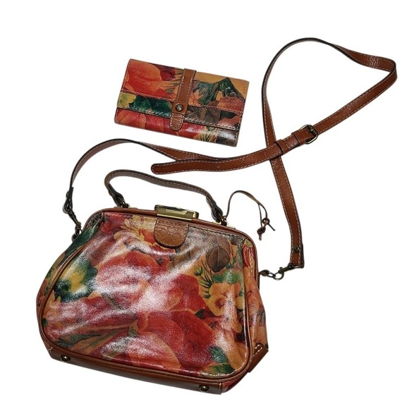 Patricia Nash Handbags - Patricia‎ Nash Gracci Frame Multicolor Floral Leather Crossbody Purse And Wallet